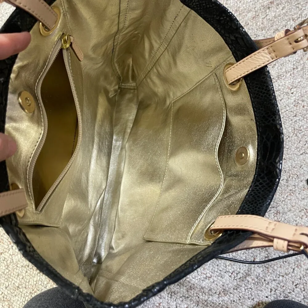 Michael Kors Animal Skin Tote Satchel Purse Shoulder Bag Gold